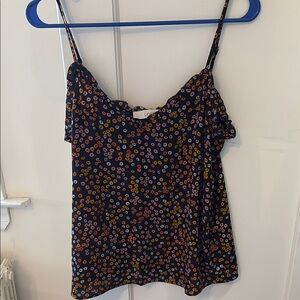 LOFT Navy and floral blouse